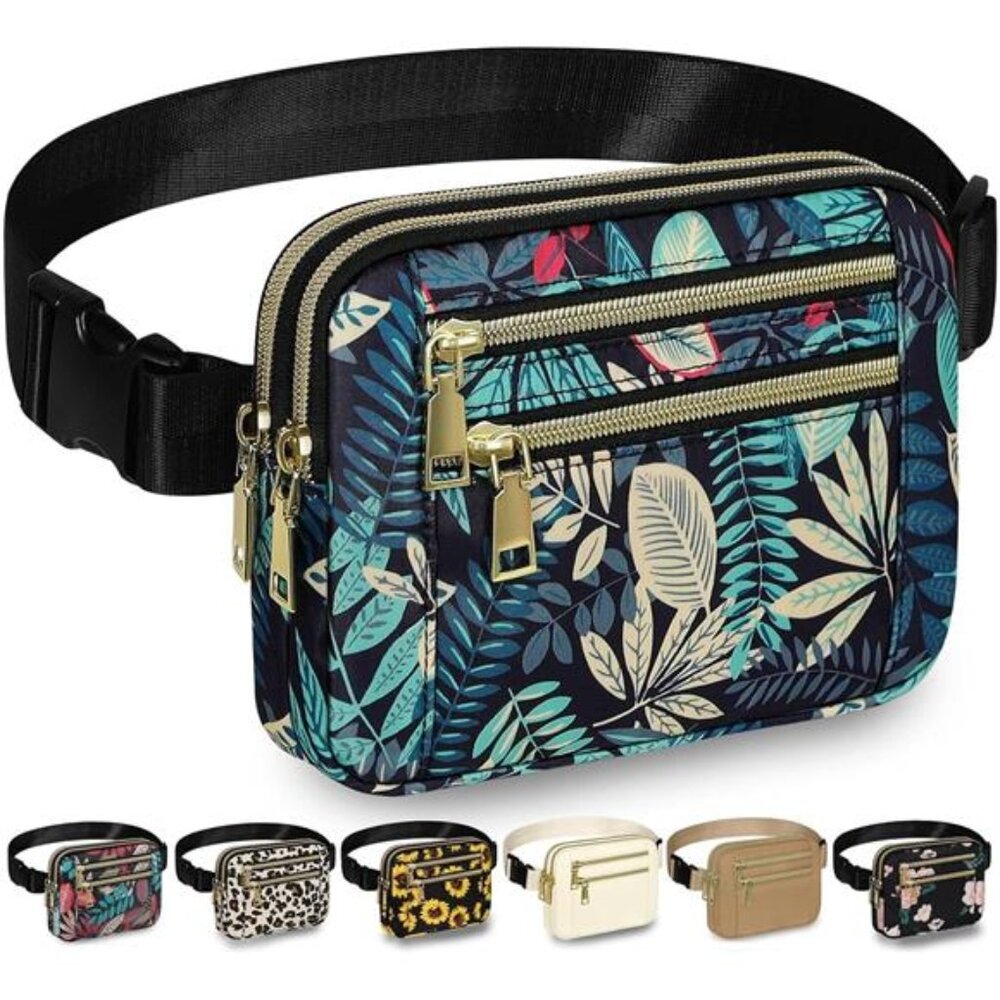 Fanny Packs for Women Fashion Waist Packs Bag with Adjustable Strap and 4 Zipper